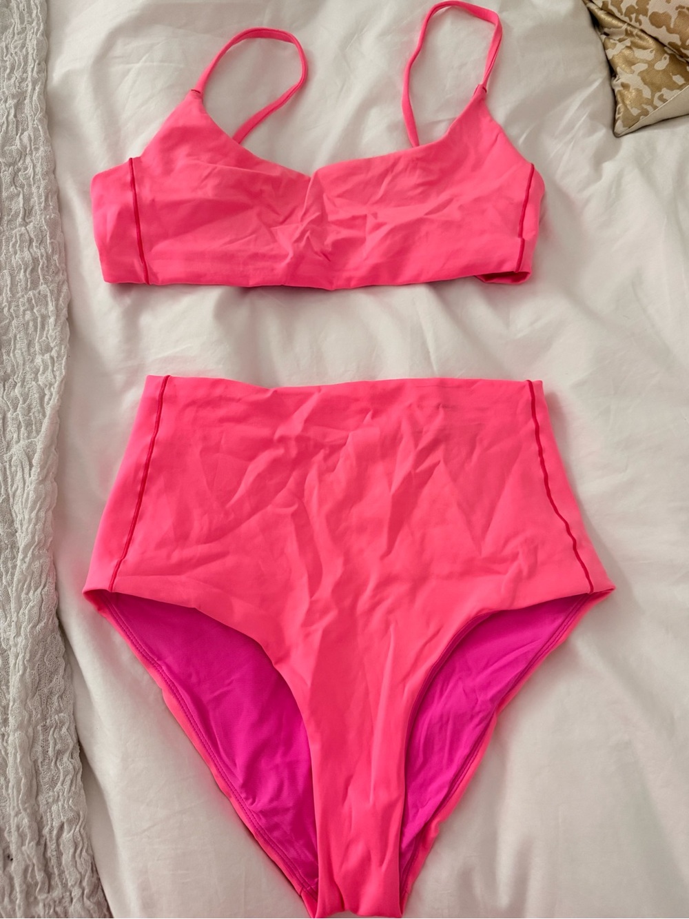 Left on Friday Neon Pink High-Waist Bikini Set
